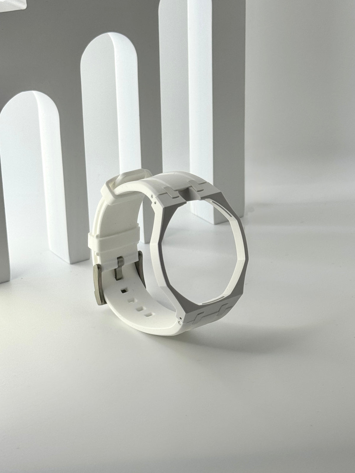 Royal Pop Uhrenarmband Weiß – Biokeramik-Gehäuse & Silikon, kompatibel mit AP x Swatch Taschenuhr
