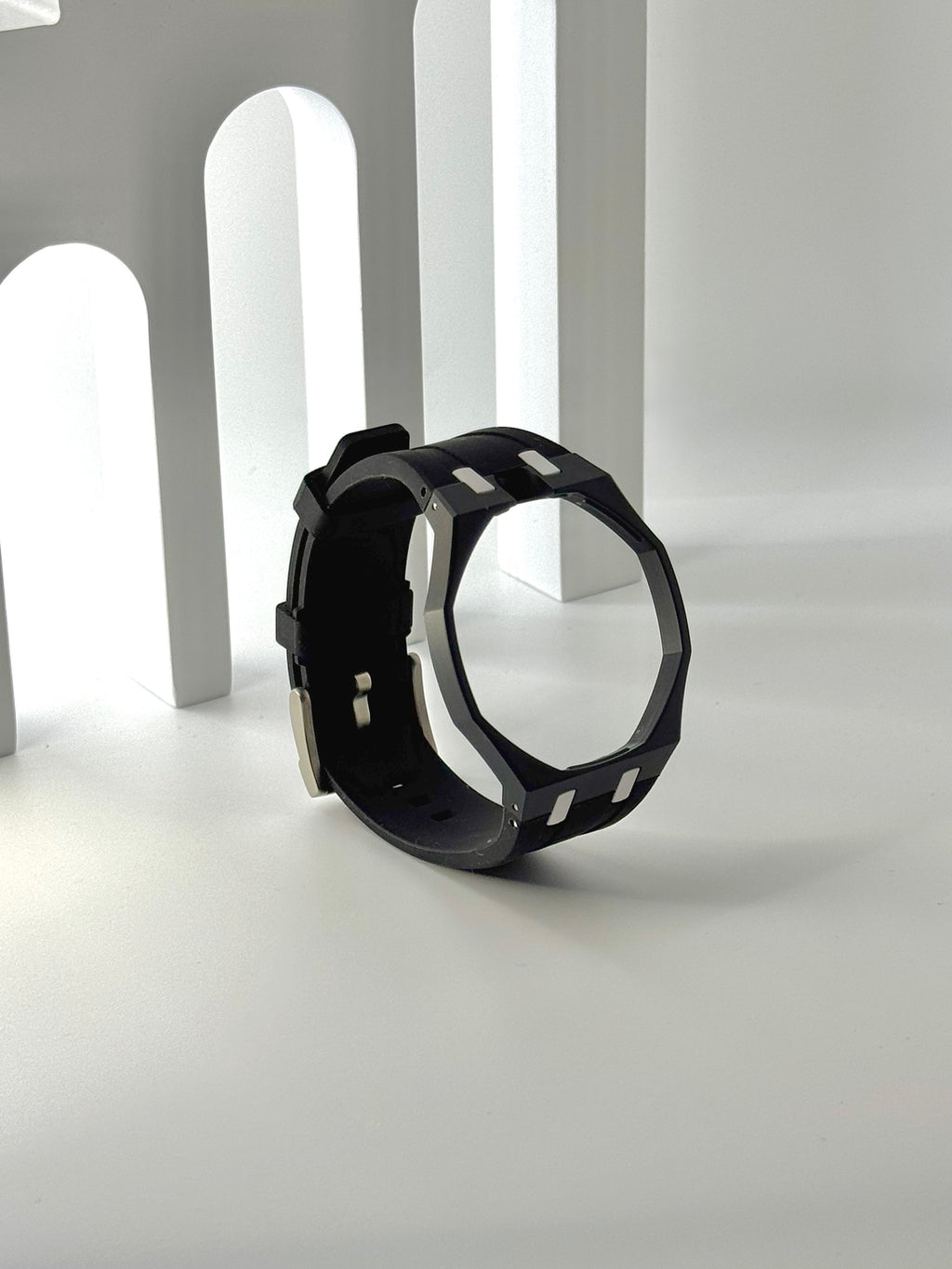 Royal Pop Uhrenarmband Schwarz – Biokeramik-Gehäuse & Silikon, kompatibel mit AP x Swatch Taschenuhr