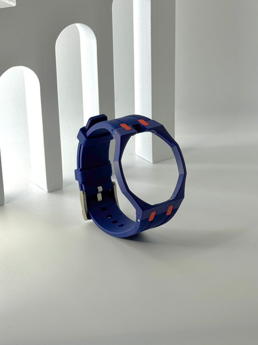 Royal Pop Uhrenarmband Blau-Orange – Biokeramik-Gehäuse & Silikon, kompatibel mit AP x Swatch Taschenuhr