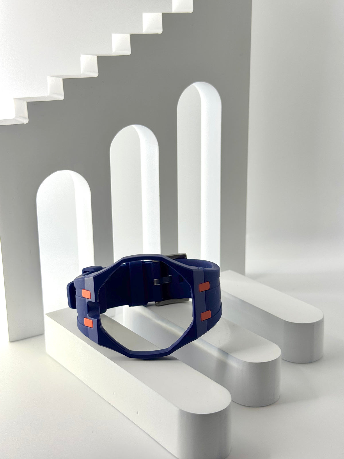 Royal Pop Uhrenarmband Blau-Orange – Biokeramik-Gehäuse & Silikon, kompatibel mit AP x Swatch Taschenuhr